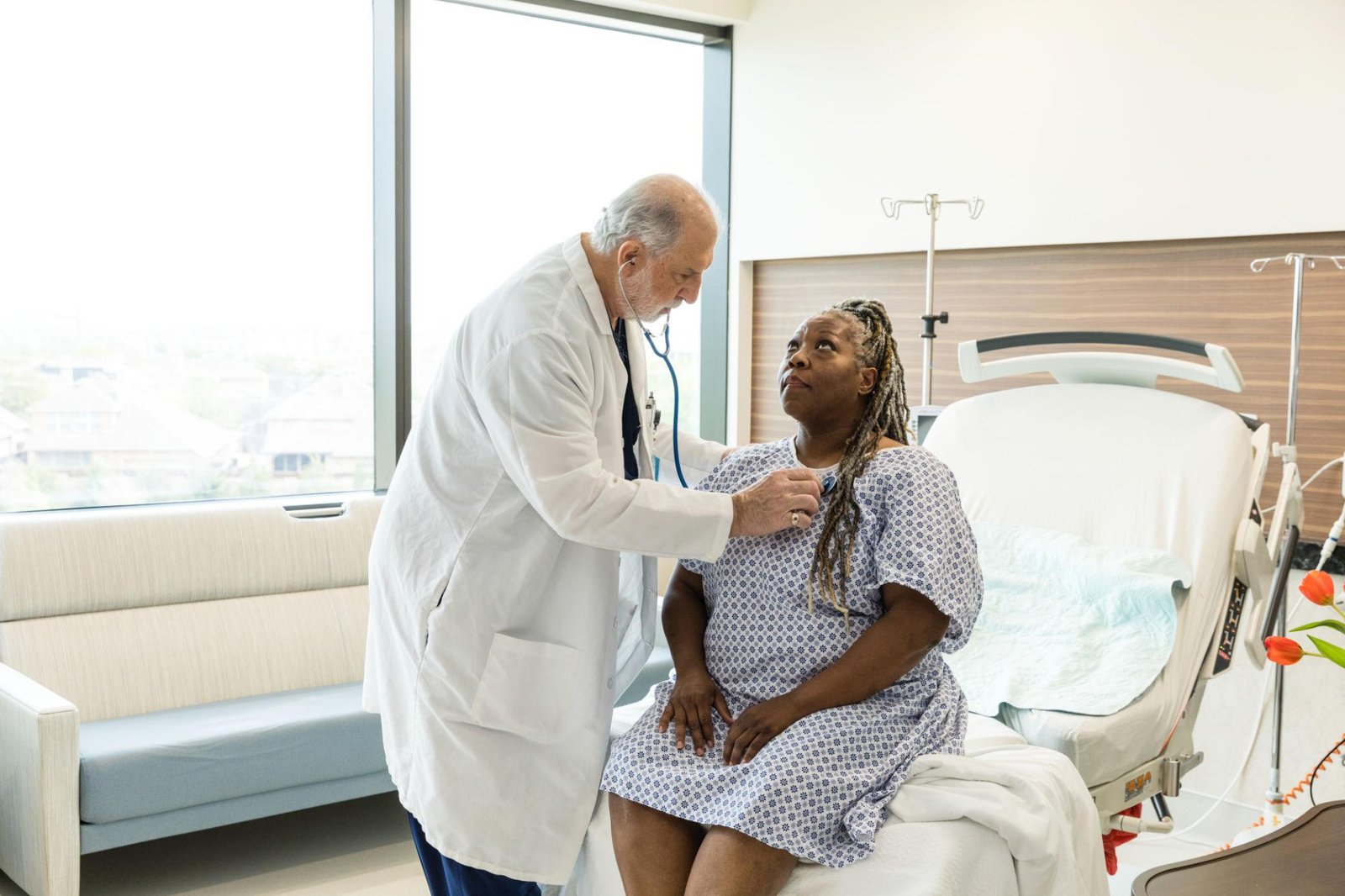 A doctor checking a patient