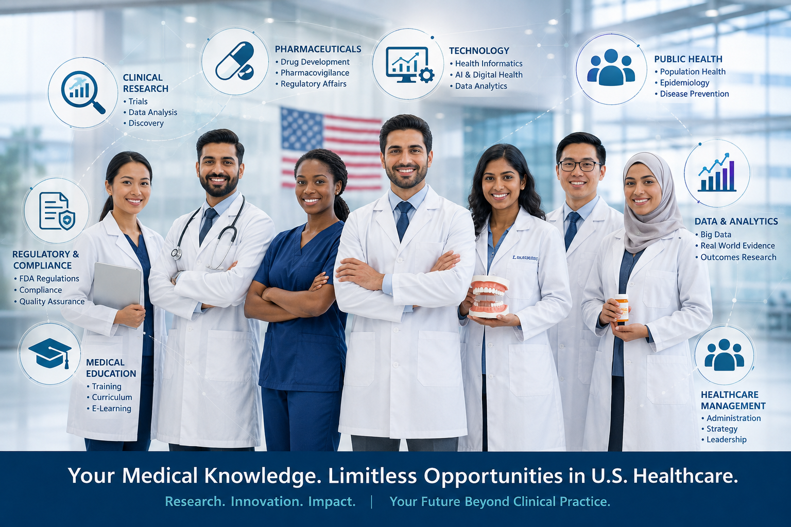Exploring Non-clinical career options for foreign-trained doctors, dentists, and pharmacists in the U.S.