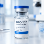 BPC-157 peptide vial on a clean clinical background